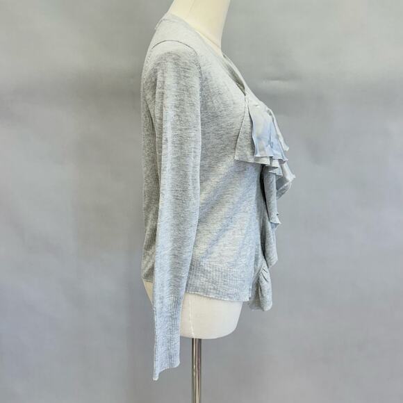 Banana Republic Gray Long Sleeve Ruffle Lightweight Shrug Cardigan Size Small - Picture 8 of 15